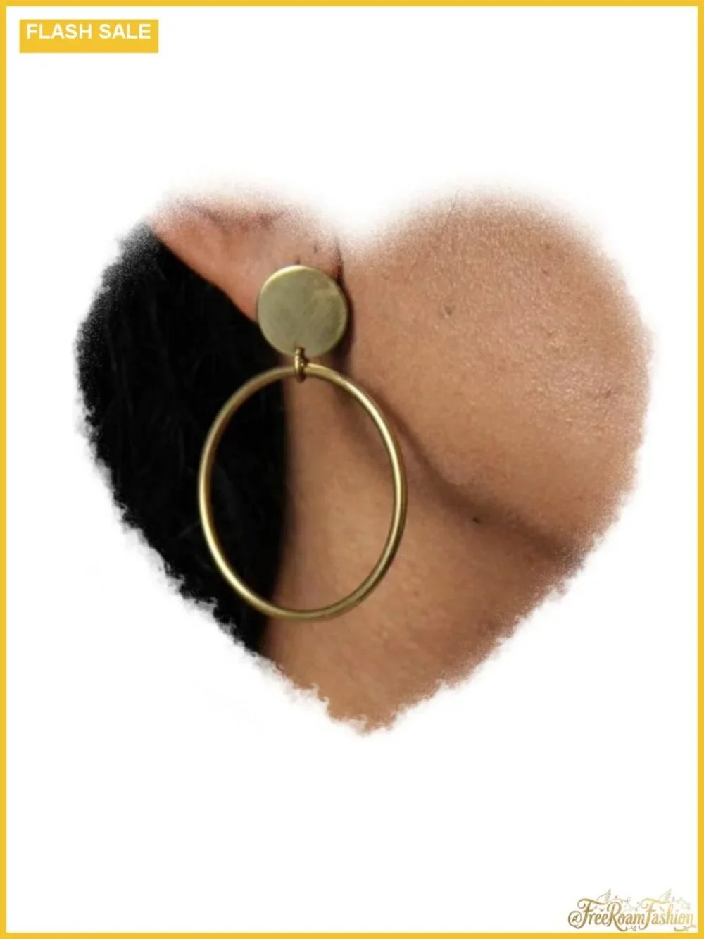 Matte Gold Hoop Earrings Art Deco Circle Stud Jewelry for Women